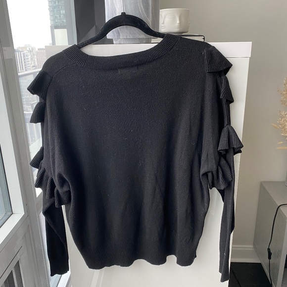 BP Gently Worn Black Ruffle Sleeve Sweater - Size XS - Picture 2 of 2